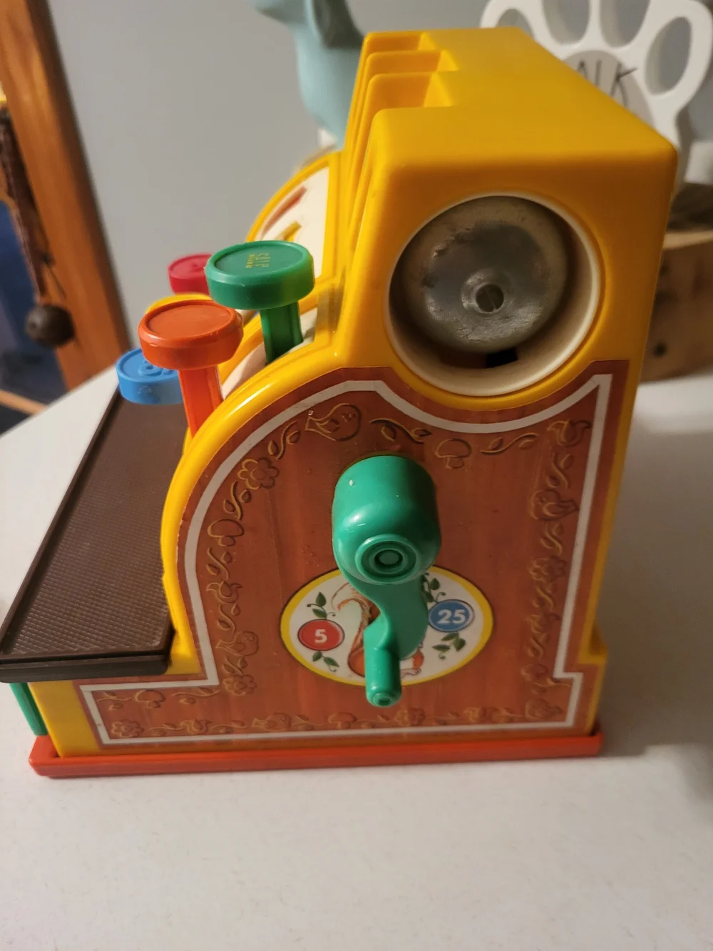 Vintage 1974 Fisher Price Toy Cash Register Complete + 6 Coins Bell Works